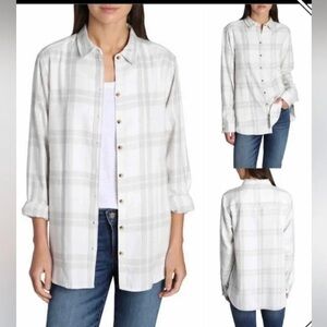 Jachs Girlfriend New York Women’s Gray and White Plaid Shirt size Extra Large